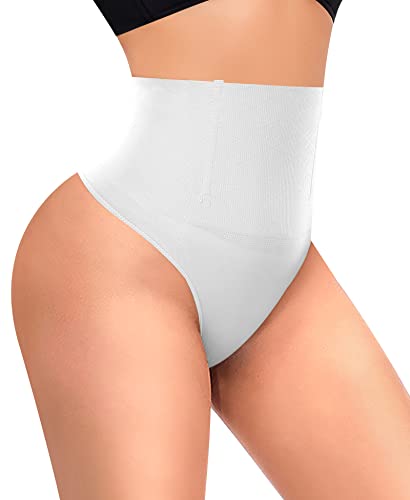 YARRCO Damen Bauchweg String Tanga Shapewear Unterhose Slips Shaper Miederslips Figurformende Unterwäsche (Weiß, L) von YARRCO