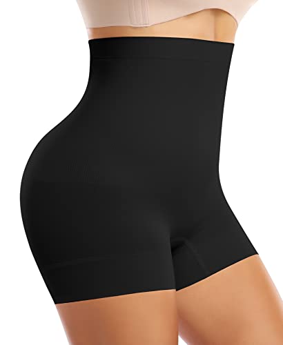 YARRCO Nahtlose Miederhose Hohe Taille Bauchweg Unterhose Damen Shapewear Kurze Leggings Leicht Formende Miederpants Unterwäsche (Schwarz, XL) von YARRCO