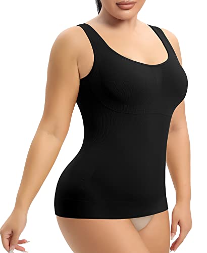 YARRCO Damen Shape Unterhemd Bauchweg Hemdchen Shapewear Trägertop Shaping BH Hemd Formendes Top Body Shaper Nahtloses Figurformendes Tanktop (Schwarz, 2XL) von YARRCO