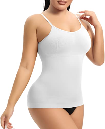 YARRCO Damen Shape Unterhemd Bauchweg Hemdchen Shapewear Trägertop Spaghettiträger Shaping BH Hemd Formendes Top Body Shaper Nahtloses Figurformendes Tanktop (Weiß, 2XL) von YARRCO