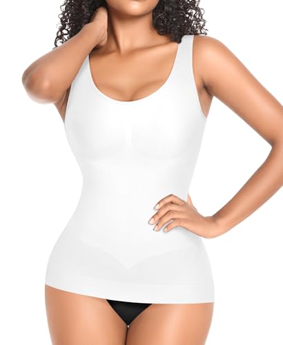 YARRCO Damen Shape Unterhemd Formende Tops Nahtlos Hemdchen (Weiß-Weite Träger, M) von YARRCO