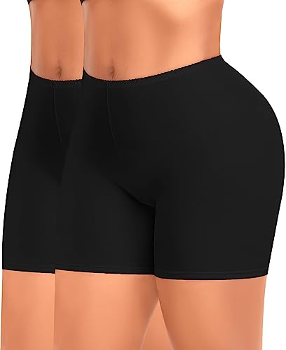 YARRCO Damen Unterhose Kurz Hose Unter Rock Kleid Nahtlos Slipshort Anti Chafing Boxershorts Kurz Leggings Radlerhose (Schwarz+Schwarz, 3XL) von YARRCO