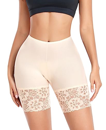 YARRCO Damen Unterhose Spitze Radlerhose Kurz Unter Rock Hosen Anti-Chafing Shorts Slipshorts Boxershorts (Beige, 3XL) von YARRCO