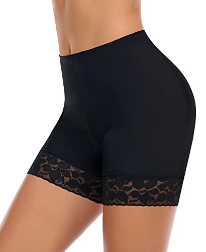 YARRCO Damen Unterhose Spitze Radlerhose Kurz Unter Rock Hosen Anti-Chafing Slipshorts Boxershorts Unterwäsche Shorts (Schwarz, 2XL) von YARRCO