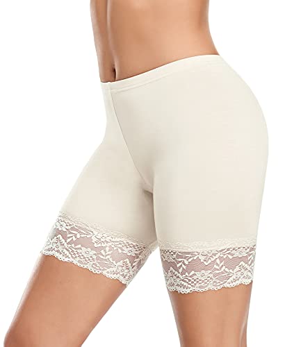 YARRCO Damen Unterhose Spitze Unter Rock Kurze Hose Unter Kleid Radlerhose Slipshorts Hohe Taille Shorts Boxershorts Kurze Leggings (Weiß, XL) von YARRCO