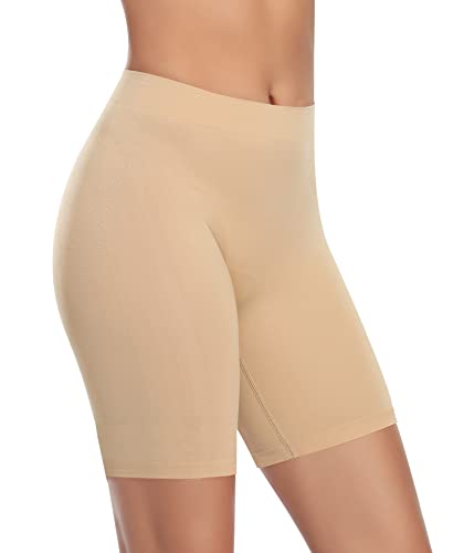 YARRCO Damen Unterhose Unter Rock Kurze Hose für Kleid Unterrock Hohe Taille Slipshort Radlerhose Boyshort Boxershorts Unterwäsche (Nude, XXL) von YARRCO