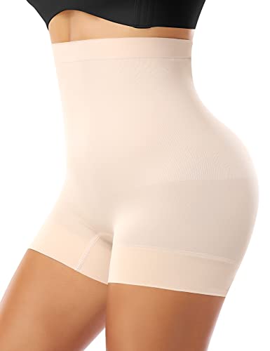 YARRCO Nahtlose Bauchkontrolle Shapewear Shorts für Frauen Spitze Bauchweg Slip Shorts Hohe Taille Shaping Unterwäsche, #1 Beige - ohne Knochen, 46 von YARRCO