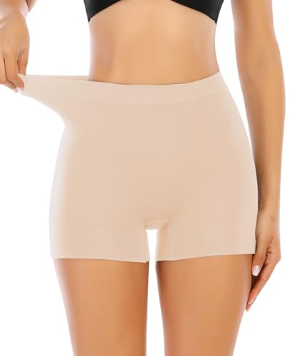 YARRCO Damen Miederhose Leichtformende Unterhose Nahtlos Shapewear Mittelhohe Taille Kurze Miederpants (Beige, M) von YARRCO