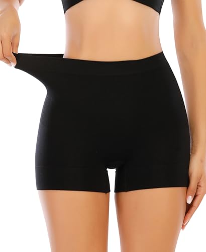 YARRCO Damen Miederhose Leichtformende Unterhose Nahtlos Shapewear Mittelhohe Taille Kurze Miederpants (Schwarz, 2XL) von YARRCO