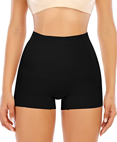 YARRCO Damen Miederhose Leichtformende Unterhose Nahtlos Shapewear Mittelhohe Taille Kurze Miederpants (Schwarz, XL) von YARRCO