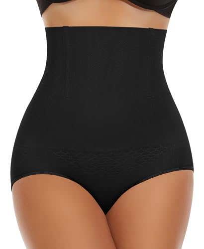 YARRCO Nahtlose Miederslips Damen Bauchweg Unterhose Hohe Taille Shapewear Miederhose Figurformende Unterwäsche (Schwarz-Nahtlos, 2XL) von YARRCO