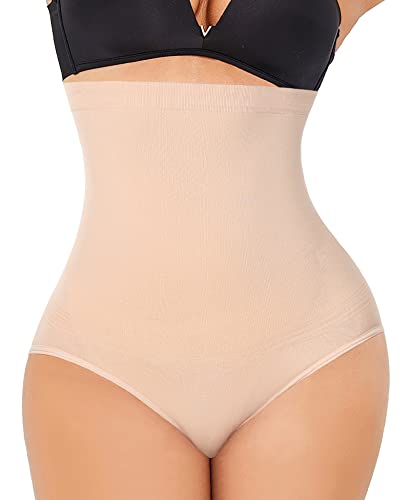 YARRCO Nahtlose Miederslips Damen Bauchweg Unterhose Hohe Taille Shapewear Miederhose Leicht Figurformende Unterwäsche (Beige, S) von YARRCO