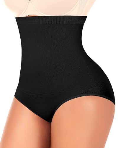 YARRCO Nahtlose Miederslips Damen Bauchweg Unterhose Hohe Taille Shapewear Miederhose Leicht Figurformende Unterwäsche (Schwarz, L) von YARRCO