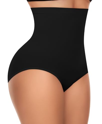 YARRCO Nahtlose Miederslips Damen Bauchweg Unterhose Hohe Taille Shapewear Miederhose Leicht Figurformende Unterwäsche (Schwarz-Leicht Shape, M) von YARRCO