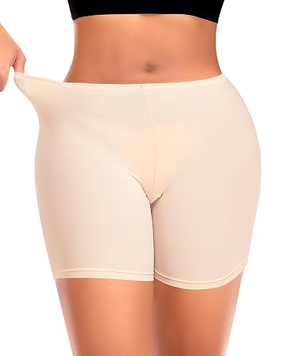 YARRCO Unterhose Damen Kurz Hose Unter Rock Kleid Nahtlos Anti Chafing Slipshort Kurz Leggings (Beige, S) von YARRCO