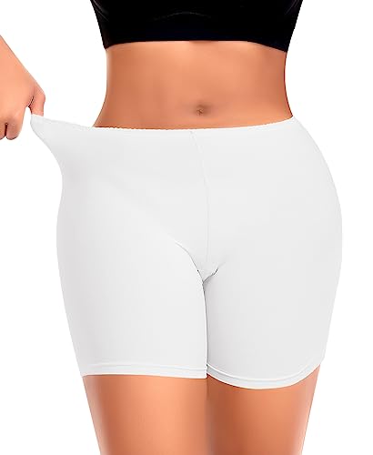 YARRCO Unterhose Damen Kurz Hose Unter Rock Kleid Nahtlos Anti Chafing Slipshort Kurz Leggings (Weiß, XL) von YARRCO