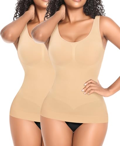 YARRCO Damen Shape Unterhemd Formende Tops Nahtlos Hemdchen (2-Stück Beige, L) von YARRCO