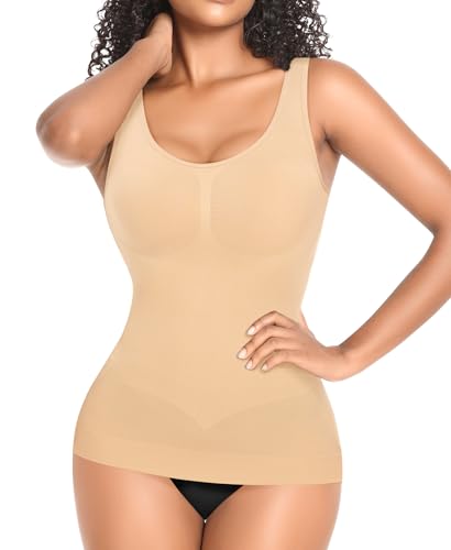 YARRCO Damen Shape Unterhemd Formende Tops Nahtlos Hemdchen (Beige-Weite Träger, L) von YARRCO