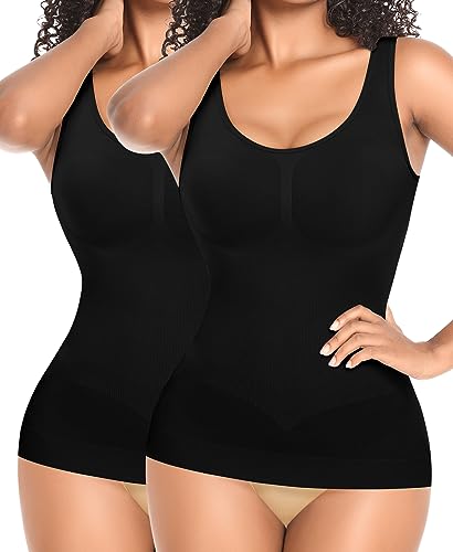 YARRCO Damen Shape Unterhemd Formende Tops Nahtlos Hemdchen (2-Stück Schwarz, S) von YARRCO