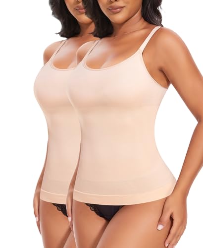 YARRCO Shape Unterhemd Damen Tank Top Bauchweg Shapewear Sport Tanktop Figurformendes Trägertop Body Shaper Hemdchen Nahlos Formendes Camisole Shaping Hemd (Beige+Beige, 2XL) von YARRCO