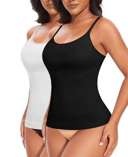 YARRCO Shape Unterhemd Damen Tank Top Bauchweg Shapewear Sport Tanktop Figurformendes Trägertop Body Shaper Hemdchen Nahlos Formendes Camisole Shaping Hemd (Schwarz+Weiß, XL) von YARRCO