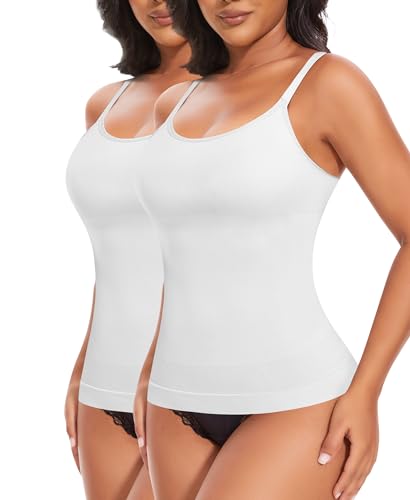 YARRCO Shape Unterhemd Damen Tank Top Bauchweg Shapewear Sport Tanktop Figurformendes Trägertop Body Shaper Hemdchen Nahlos Formendes Camisole Shaping Hemd (Weiß+Weiß, M) von YARRCO