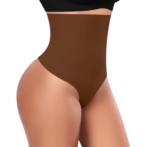 YARRCO Shapewear Damen Bauchweg Unterhose Tanga Body Shaper Miederhose Strings Unterwäsche Frauen Miederslips Formende Slips Hohe Taille Shaping Miederhöschen Bauch Weg Höschen(Braun, L) von YARRCO