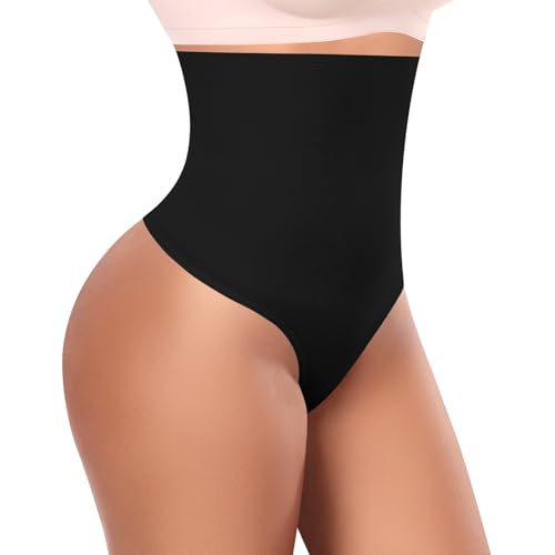 YARRCO Shapewear Damen Bauchweg Unterhose Tanga Body Shaper Miederhose Strings Unterwäsche Frauen Miederslips Formende Slips Hohe Taille Shaping Miederhöschen Bauch Weg Höschen(Schwarz, 2XL) von YARRCO