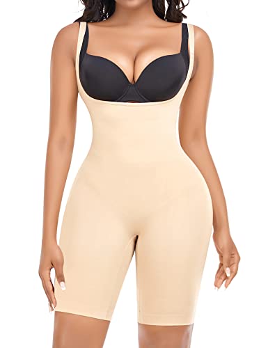 YARRCO Shapewear Damen Body Shaper Bauchweg Shaping Bodysuits Figurformende Unterwäsche Miederbody Miederhose (Beige-Nahtlos, 2XL) von YARRCO