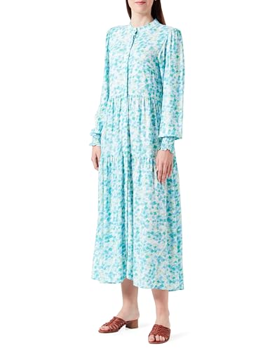 Y.A.S Damen YASALIRA LS Long Shirt Dress S. NOOS Blusenkleid, Quiet Green/AOP:Fuzzy Flower, X-Small von YAS