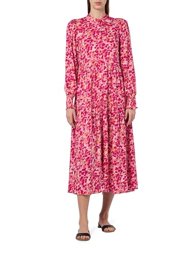 YAS Damen Yasalira Long Shirt Dress S. Noos Blusenkleid, Raspberry Sorbet/AOP:Fuzzy Flower, XS EU von YAS
