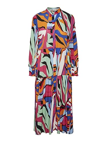 Y.A.S Damen YASALIRA LS Long Shirt Dress S. NOOS Kleid, Fuchsia Purple/AOP:Graphic Print, Small von YAS