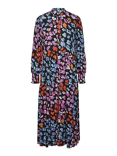 Y.A.S Damen YASALIRA LS Long Shirt Dress S. NOOS Maxikleid, Black/AOP:LIRO Print, X-Large von YAS