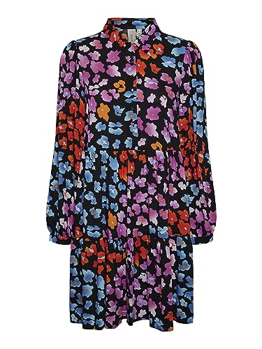 Y.A.S Damen YASALIRA LS Shirt Dress S. NOOS Hemdkleid, Black/AOP:LIRO Print, Large von YAS