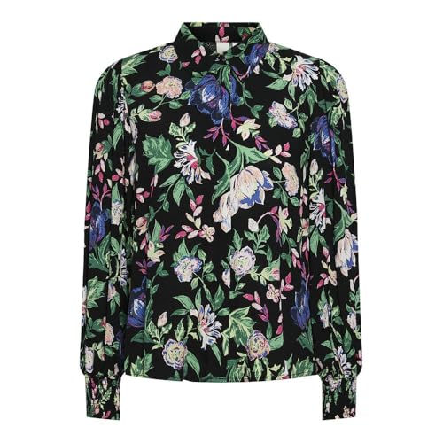 Y.A.S Damen YASALIRA LS Shirt S. NOOS Bluse, Black/AOP:Chalk Flower, X-Small von YAS