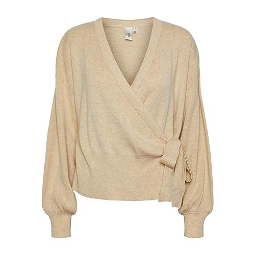 Y.A.S Damen YASASSI LS WRAP Knit Cardigan S. NOOS Wickelpullover, Birch, Medium von YAS