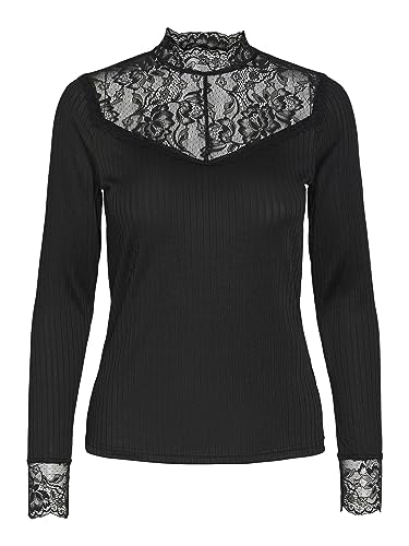 Y.A.S Damen YASBLACE LS TOP S. NOOS Langarmshirt, Black, Large von YAS