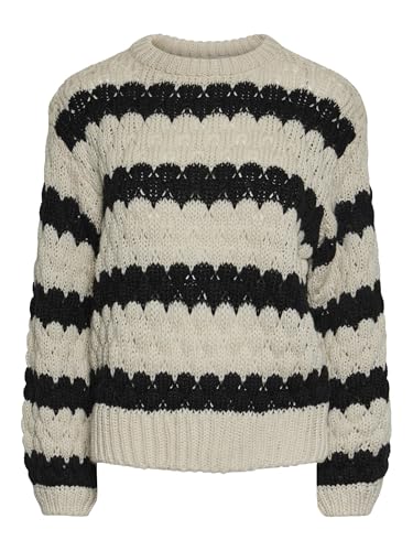Y.A.S Damen YASBUBBA LS Knit Pullover S. NOOS Strickpullover, Birch/Stripes:Black, M von YAS
