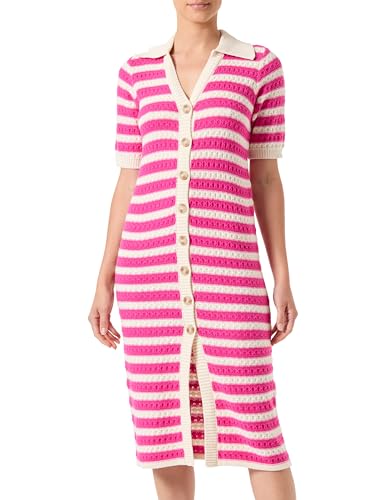 Y.A.S Damen YASCROC SS MIDI Knit Dress NOOS Kleid, Birch/Stripes:Raspberry Rose, L von YAS
