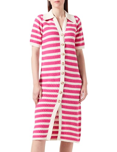 Y.A.S Damen YASCROC SS MIDI Knit Dress NOOS Kleid, Birch/Stripes:Raspberry Rose, Medium von YAS