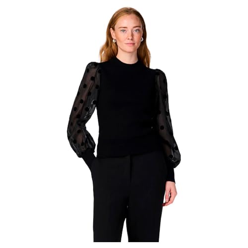 Y.A.S Damen YASDOTME LS Knit S. NOOS Pullover, Black, XX-Large von YAS
