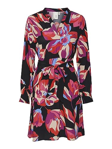 Y.A.S Damen YASFIMA LS Dress S. NOOS Hemdkleid, Black/AOP:Flower Print, Small von YAS