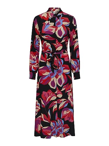 Y.A.S Damen YASFIMA LS Long Shirt Dress S. NOOS Hemdkleid, Black/AOP:Flower Print, Small von YAS