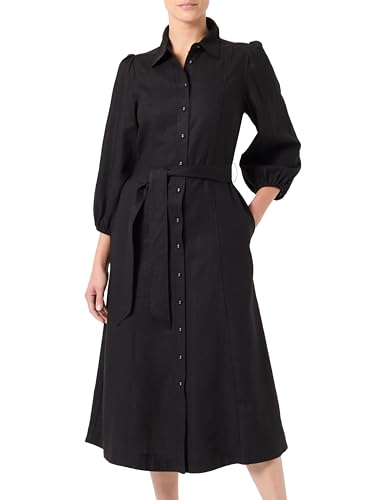 Y.A.S Damen YASFLAXY 3/4 Linen Shirt Dress NOOS Blusenkleid, Black, XX-Large von YAS
