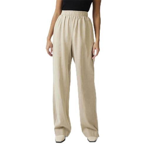 Y.A.S Damen YASFLAXY HW Linen Pant NOOS Stoffhose, Birch, L von YAS