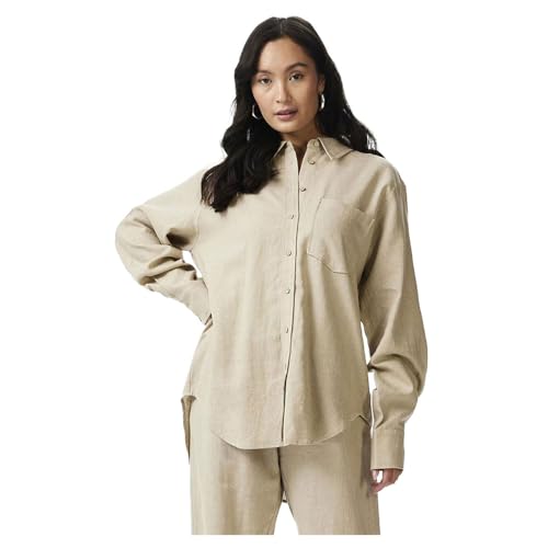 Y.A.S Damen YASFLAXY LS Linen Shirt NOOS Langarmbluse, Birch, XXL von YAS