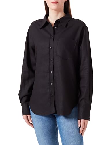 Y.A.S Damen YASFLAXY LS Linen Shirt NOOS Langarmbluse, Black, X-Large von YAS