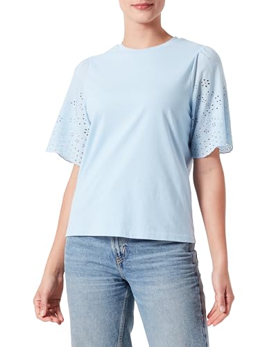 Y.A.S Damen YASLEX SS TOP W. EMB Sleeves S. NOOS Kurzarmbluse, Clear Sky, X-Large von YAS