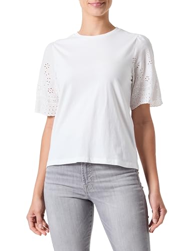 Y.A.S Damen YASLEX SS TOP W. EMB Sleeves S. NOOS Kurzarmbluse, Star White, XXL von YAS