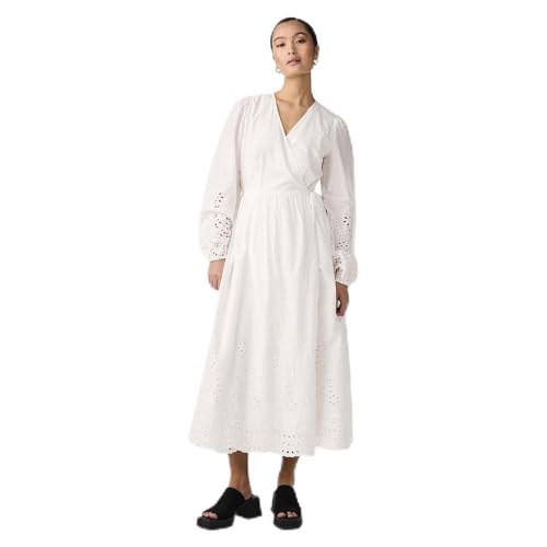 Y.A.S Damen YASLUMA LS Long WRAP Dress S. NOOS Wickelkleid, Star White, X-Small von YAS